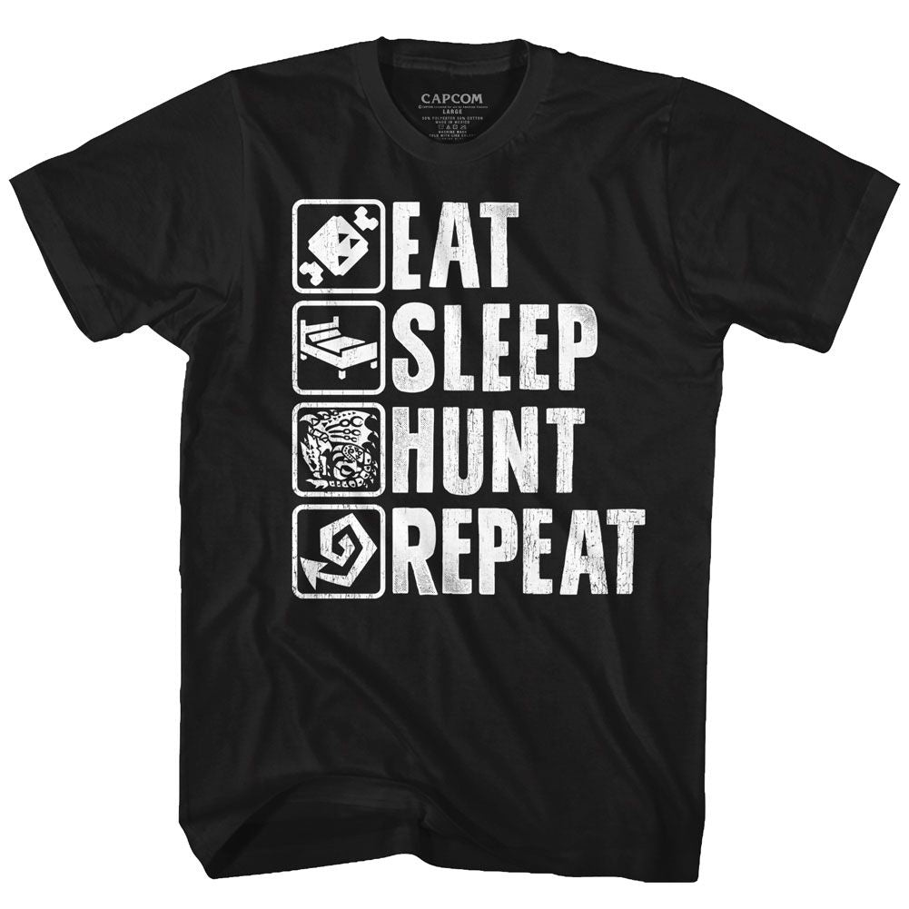 MONSTER HUNTER-HUNT REPEAT-BLACK ADULT S/S TSHIRT