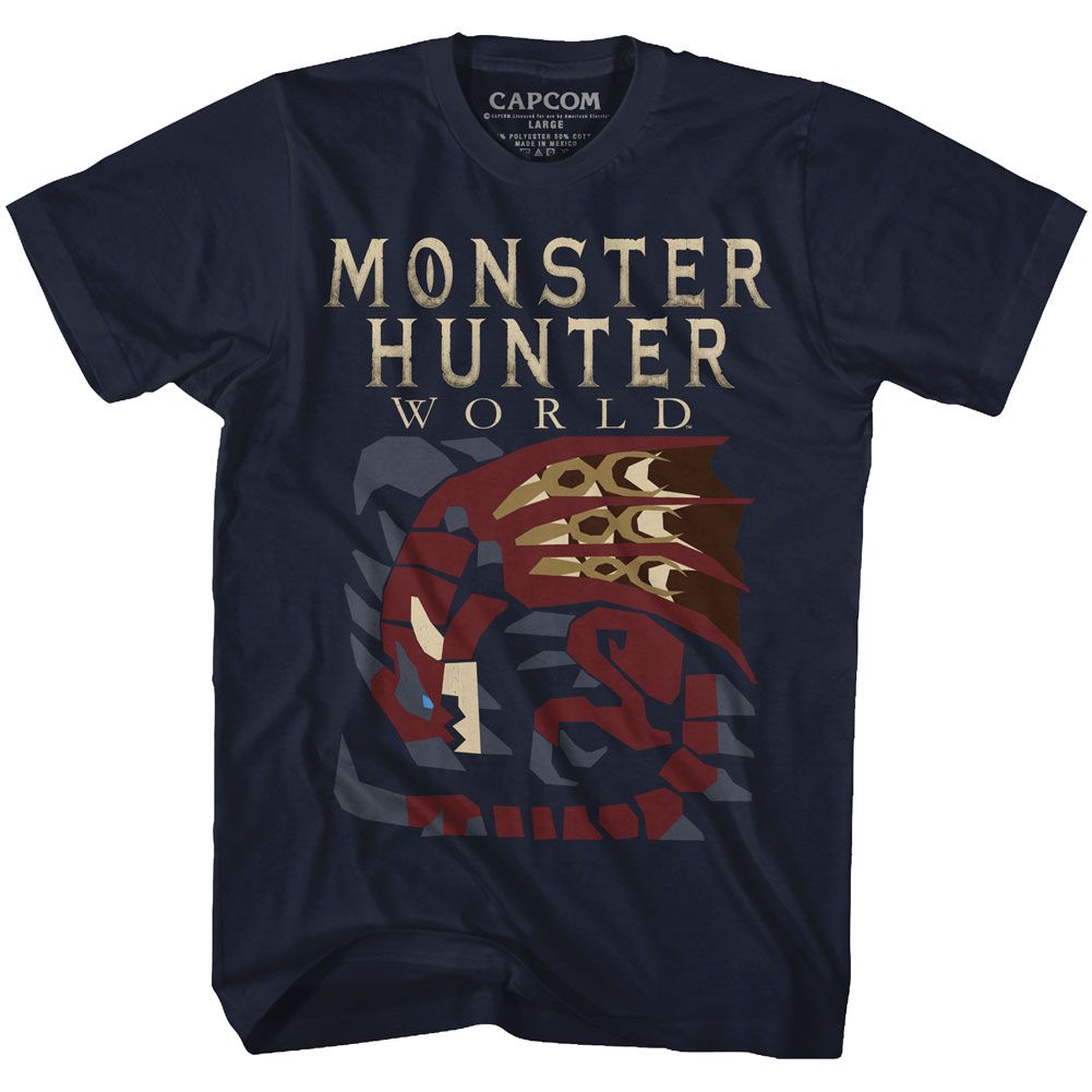 MONSTER HUNTER-LARGE DRAGON-NAVY ADULT S/S TSHIRT