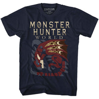 Thumbnail for MONSTER HUNTER-LARGE DRAGON-NAVY ADULT S/S TSHIRT