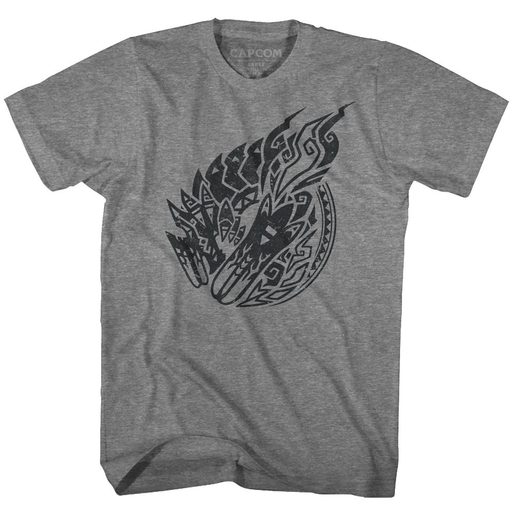 MONSTER HUNTER-MH3 EMBLEM-GRAPHITE HEATHER ADULT S/S TSHIRT