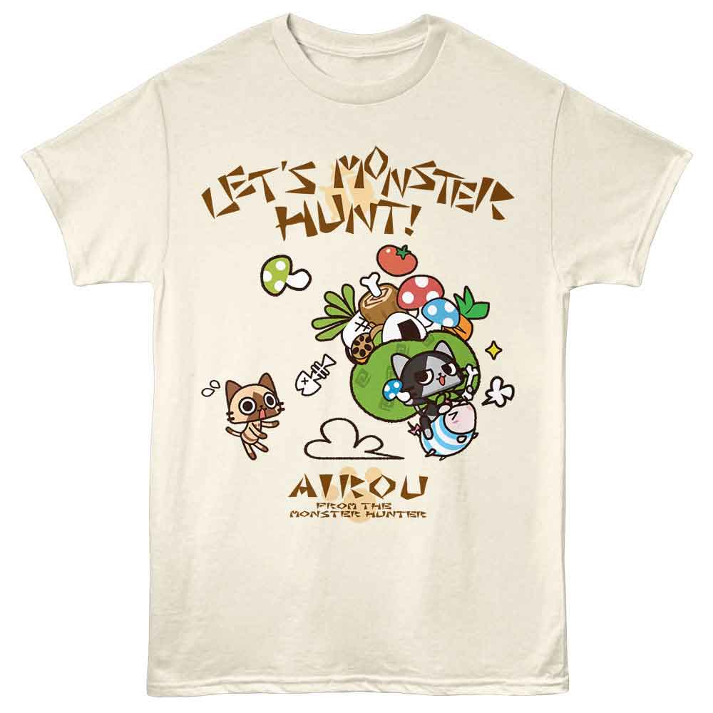 MONSTER HUNTER-AIROU FROM MH-NATURAL ADULT S/S TSHIRT