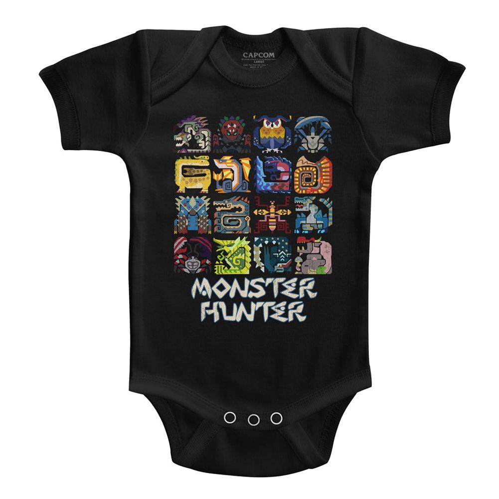 MONSTER HUNTER-SYMBOLS-BLACK INFANT S/S BODYSUIT
