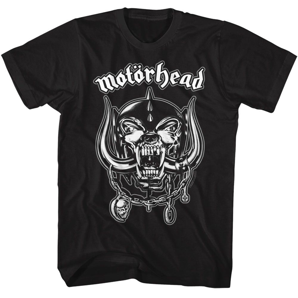 MOTORHEAD-MOTORHEAD SNAGGLETOOTH AND LOGO-BLACK ADULT S/S TSHIRT