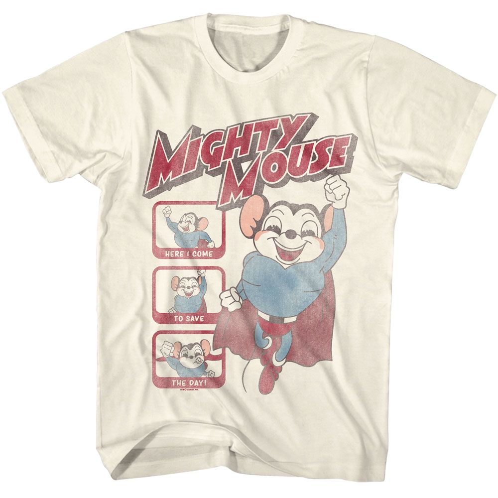 MIGHTY MOUSE-MIGHTY MOUSE HERE I COME-NATURAL ADULT S/S TSHIRT