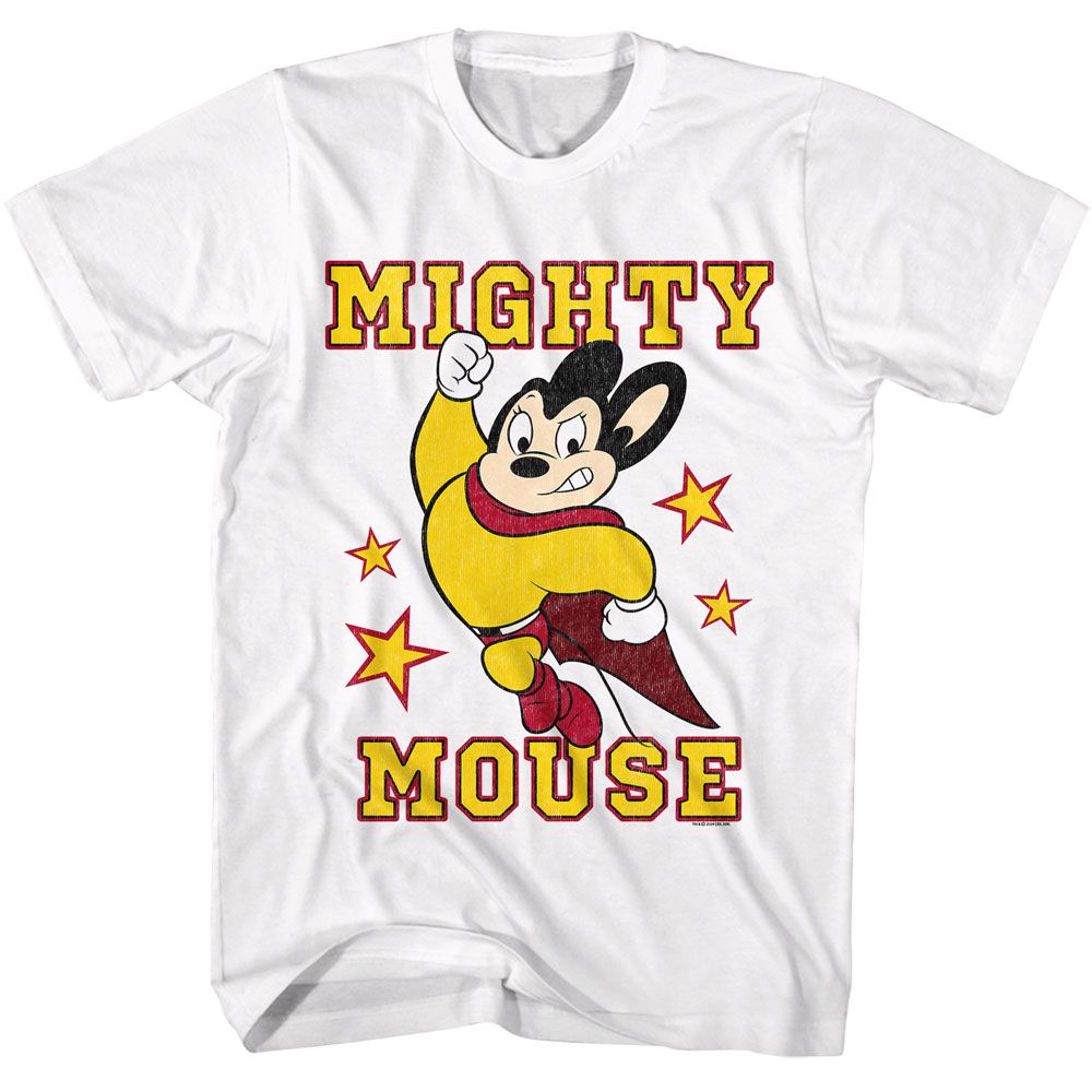 MIGHTY MOUSE-MIGHTY MOUSE-WHITE ADULT S/S TSHIRT