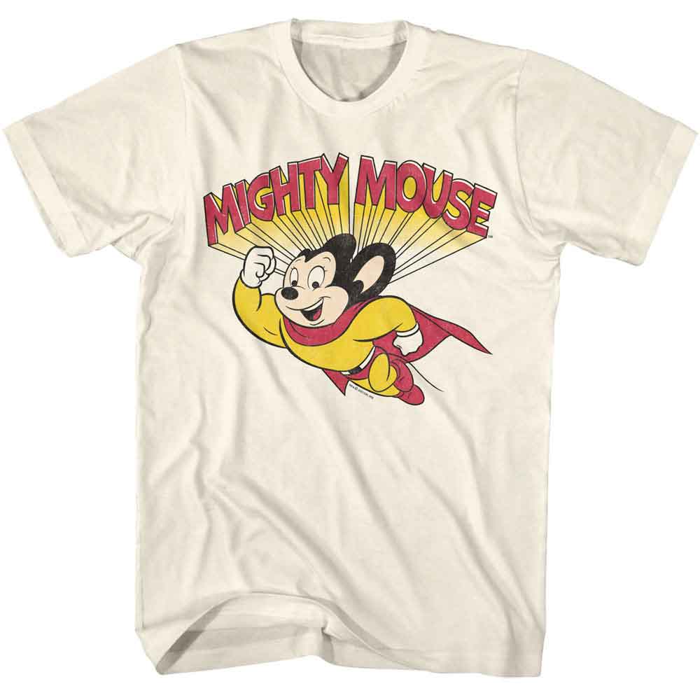 MIGHTY MOUSE-MIGHTY MOUSE FLYING-NATURAL ADULT S/S TSHIRT