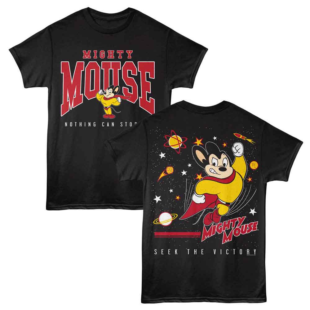 MIGHTY MOUSE-MIGHTY MOUSE SPACE F B-BLACK ADULT S/S TSHIRT