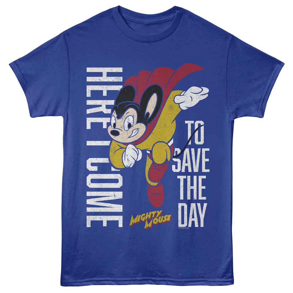 MIGHTY MOUSE-MIGHTY MOUSE SAVE THE DAY-ROYAL ADULT S/S TSHIRT