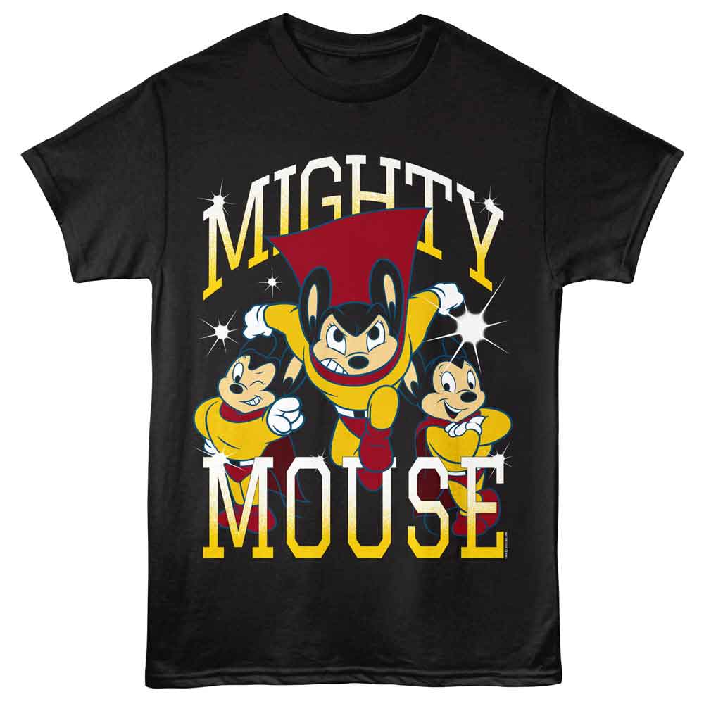 MIGHTY MOUSE-MIGHTY MOUSE-BLACK ADULT S/S TSHIRT