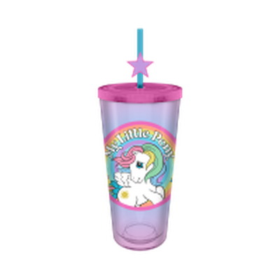 My Little Pony Rainbow Circle Badge  24oz Plastic Cold Cup w/ Lid and Topper Straw – 12 pc ppk ($6.50 each)