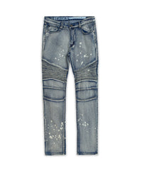 Thumbnail for Splatter Moto Plus Size Skinny Jeans - Blue
