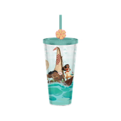 Moana Island Sunsets Group Boat Ride 24oz Plastic Cold Cup w/ Lid and Topper Straw – 12 pc ppk ($6.50 each)