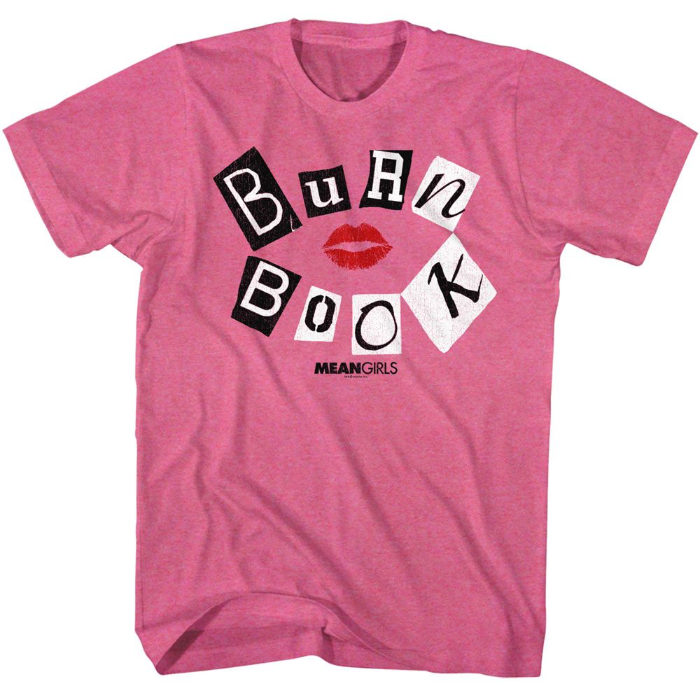 MEAN GIRLS-MEAN GIRLS BURN BOOK-RETRO PINK HEATHER ADULT S/S TSHIRT