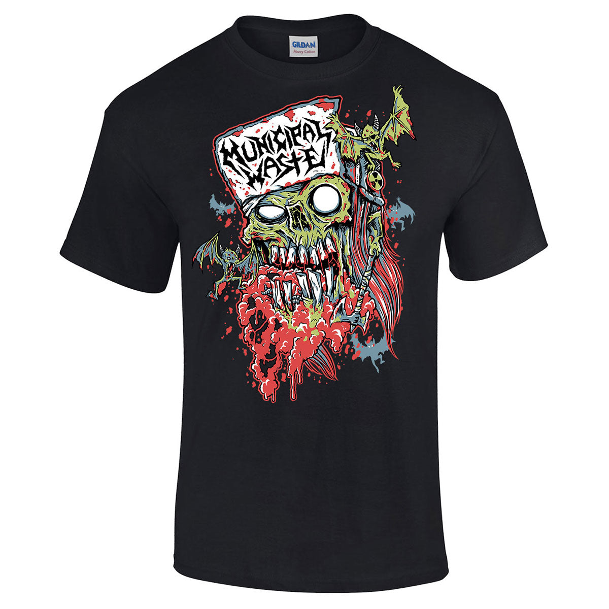 Municipal Waste Zombie Head White Logo T-Shirt