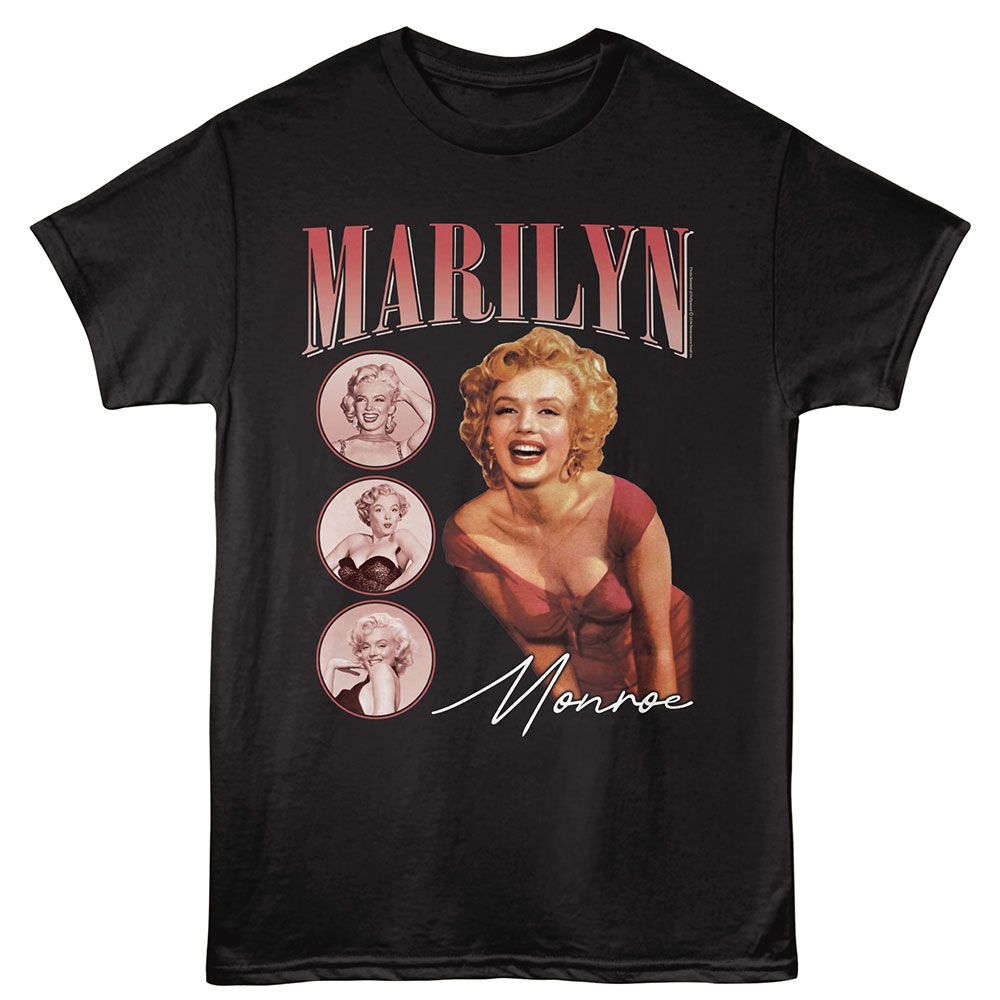 MARILYN MONROE-MARILYN MONROE 3 CIRCLE COMP-BLACK ADULT S/S TSHIRT