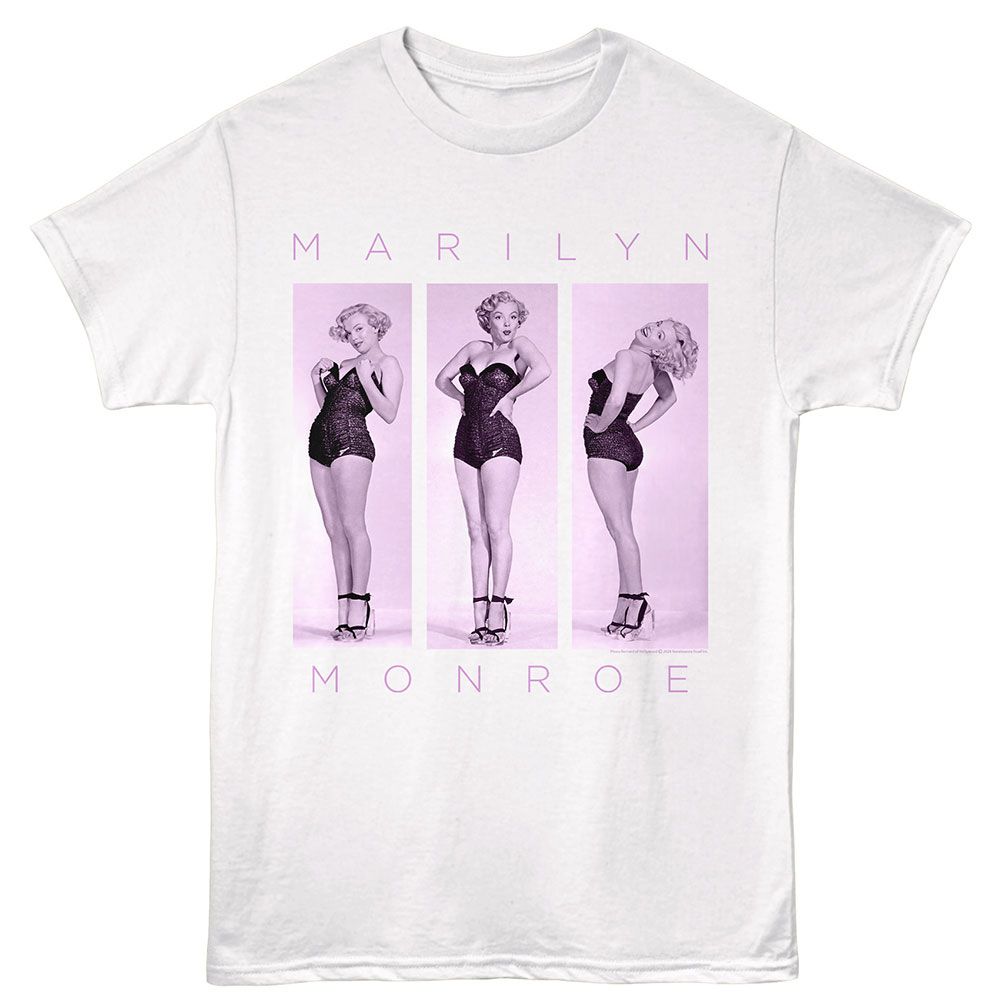 MARILYN MONROE-MARILYN MONROE 3 POSE-WHITE ADULT S/S TSHIRT