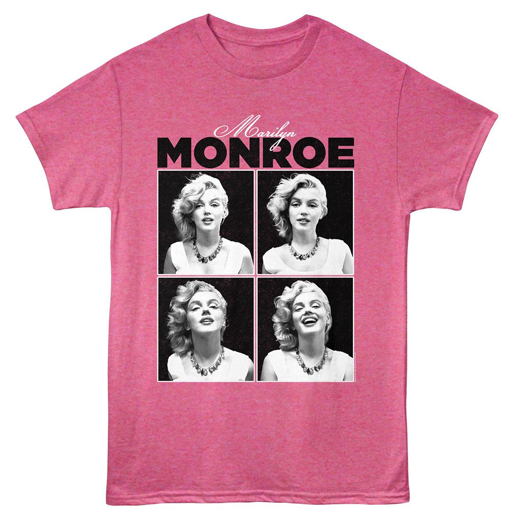 MARILYN MONROE-MARILYN MONROE 4 PHOTO-RETRO PINK HEATHER ADULT S/S TSHIRT