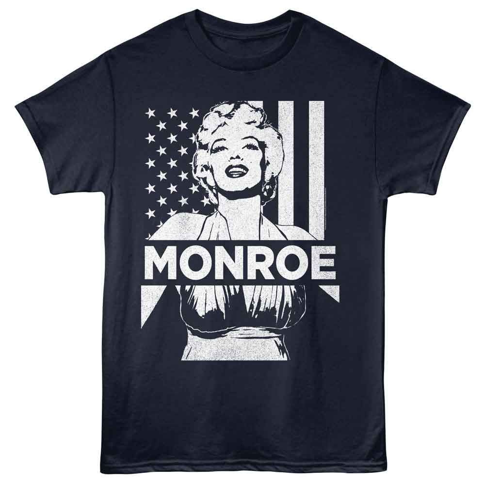 MARILYN MONROE-MARILYN MONROE FLAG-NAVY ADULT S/S TSHIRT