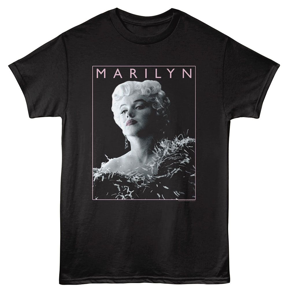 MARILYN MONROE-MARILYN MONROE FEATHERED DRESS-BLACK ADULT S/S TSHIRT