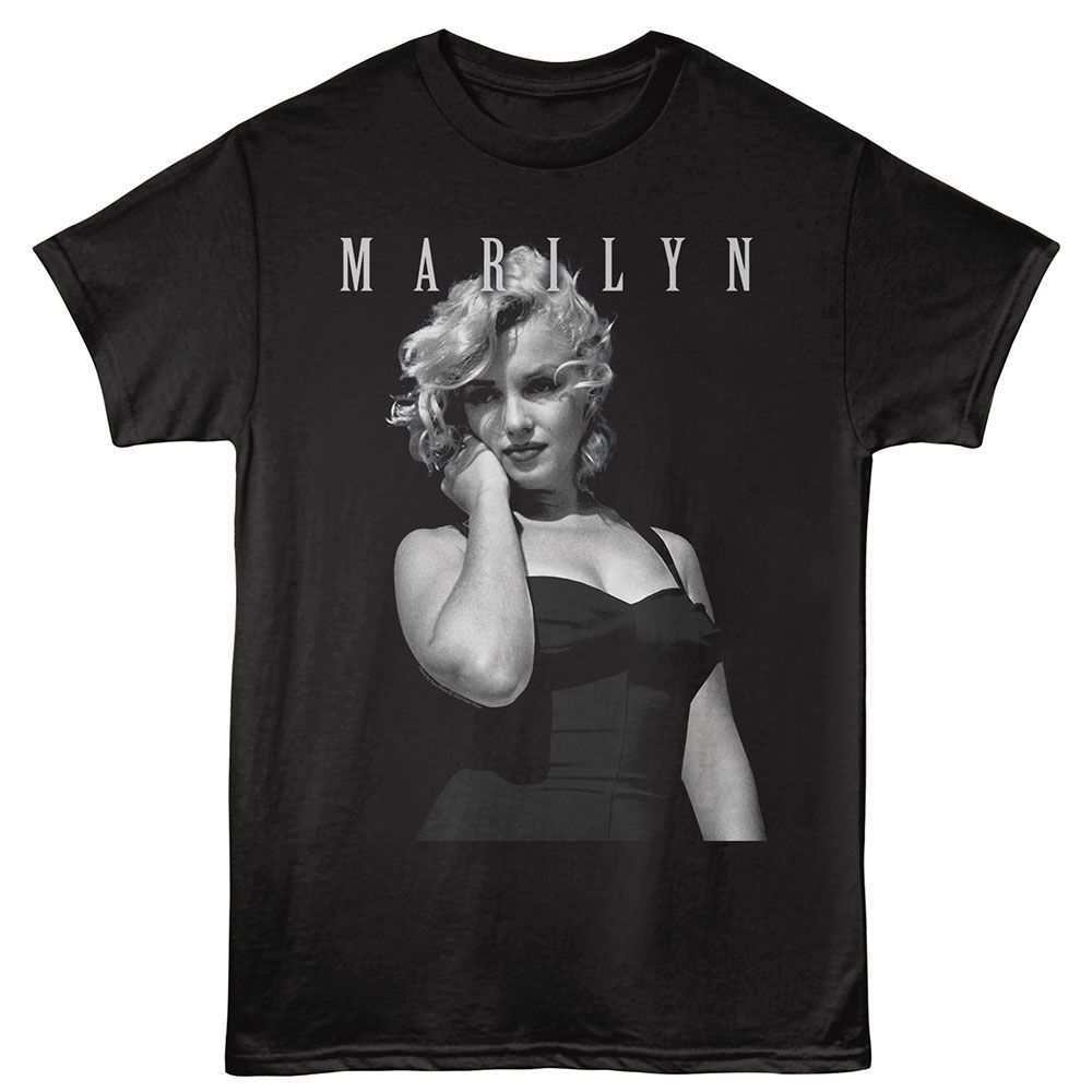 MARILYN MONROE-MARILYN MONROE SWIM SUIT STARE-BLACK ADULT S/S TSHIRT