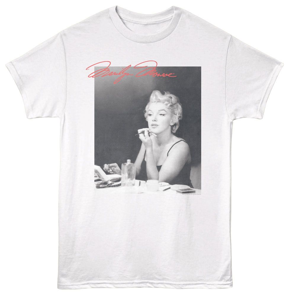 MARILYN MONROE-MARILYN MONROE MAKEUP VANITY-WHITE ADULT S/S TSHIRT