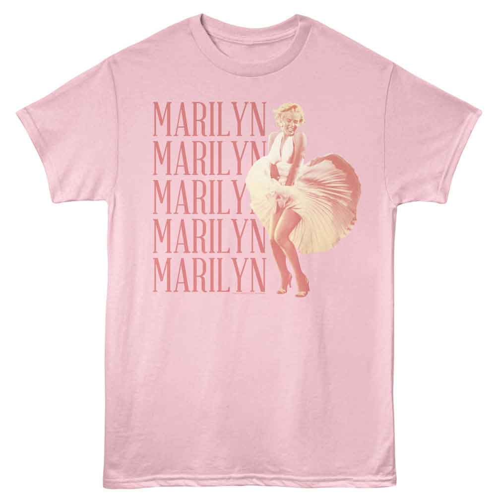MARILYN MONROE-MARILYN MONROE SWEPT SKIRT REPEAT-LIGHT PINK ADULT S/S TSHIRT