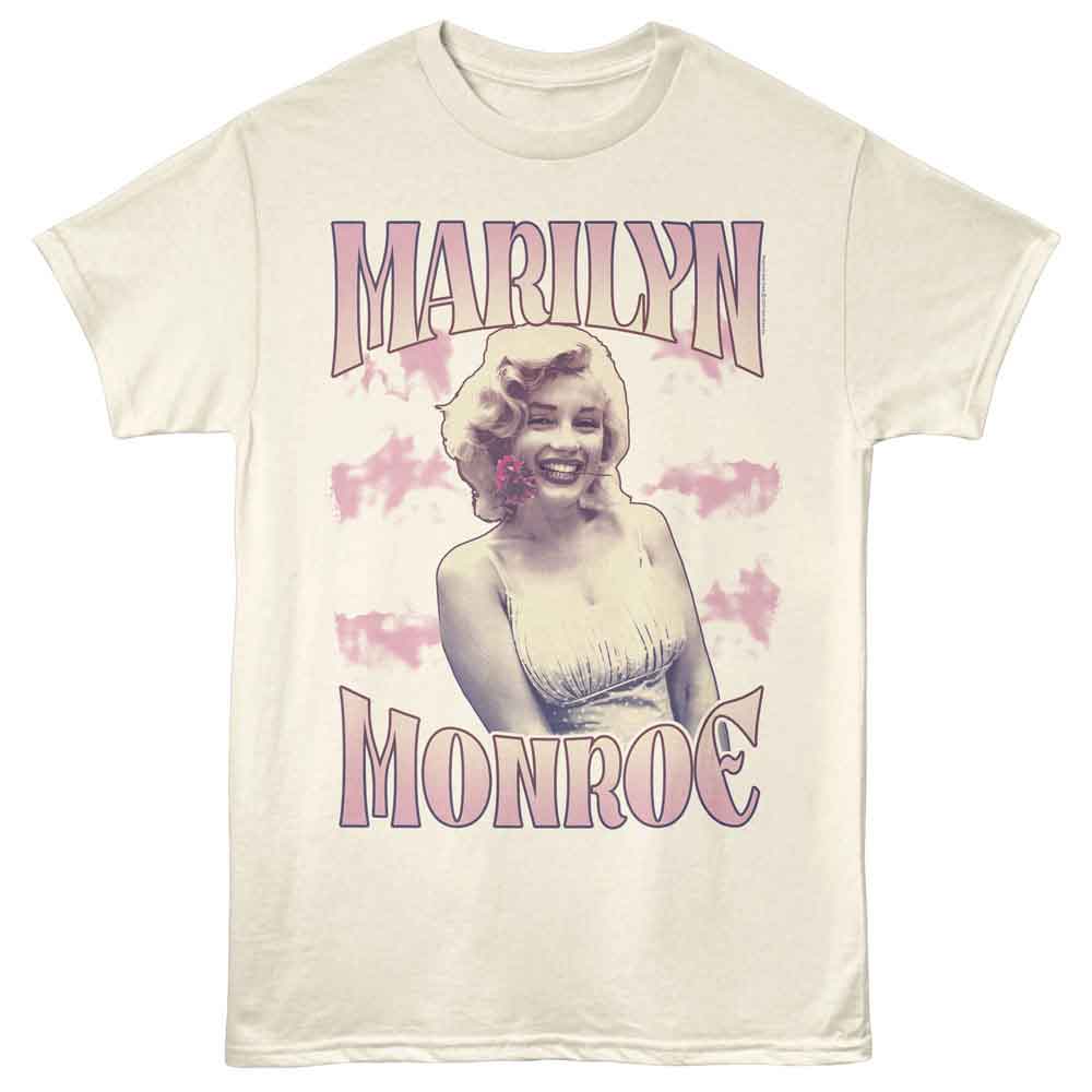 MARILYN MONROE-MARILYN MONROE CLOUDS AND FLOWER-NATURAL ADULT S/S TSHIRT