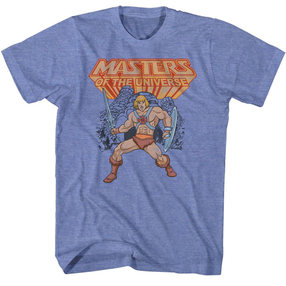 MASTERS OF THE UNIVERSE-HE-MAN-LIGHT BLUE HEATHER ADULT S/S TSHIRT