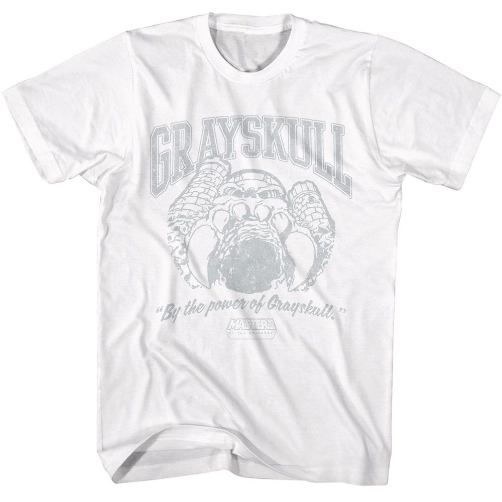 MASTERS OF THE UNIVERSE-MOTU GRAYSKULL COLLEGIATE-WHITE ADULT S/S TSHIRT