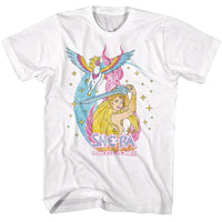 Thumbnail for MASTERS OF THE UNIVERSE-MOTU SHE RA SWIFTWIND STARS-WHITE ADULT S/S TSHIRT