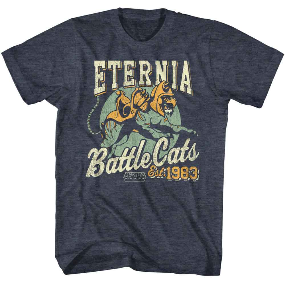 MASTERS OF THE UNIVERSE-MOTU ETERNIA BATTLECATS 2-NAVY HEATHER ADULT S/S TSHIRT