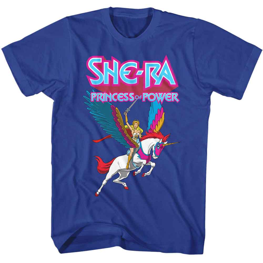MASTERS OF THE UNIVERSE-MOTU SHE RA SWIFTWIND AND LOGO-ROYAL ADULT S/S TSHIRT