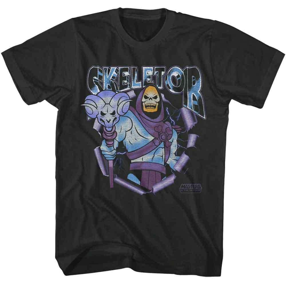 MASTERS OF THE UNIVERSE-MOTU SKELETOR BREAKTHROUGH-BLACK ADULT S/S TSHIRT