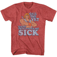 Thumbnail for MASTERS OF THE UNIVERSE-SICK PUPPIES-RED HEATHER ADULT S/S TSHIRT