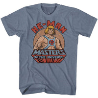 Thumbnail for MASTERS OF THE UNIVERSE-FEATURING HEMAN-INDIGO HEATHER ADULT S/S TSHIRT