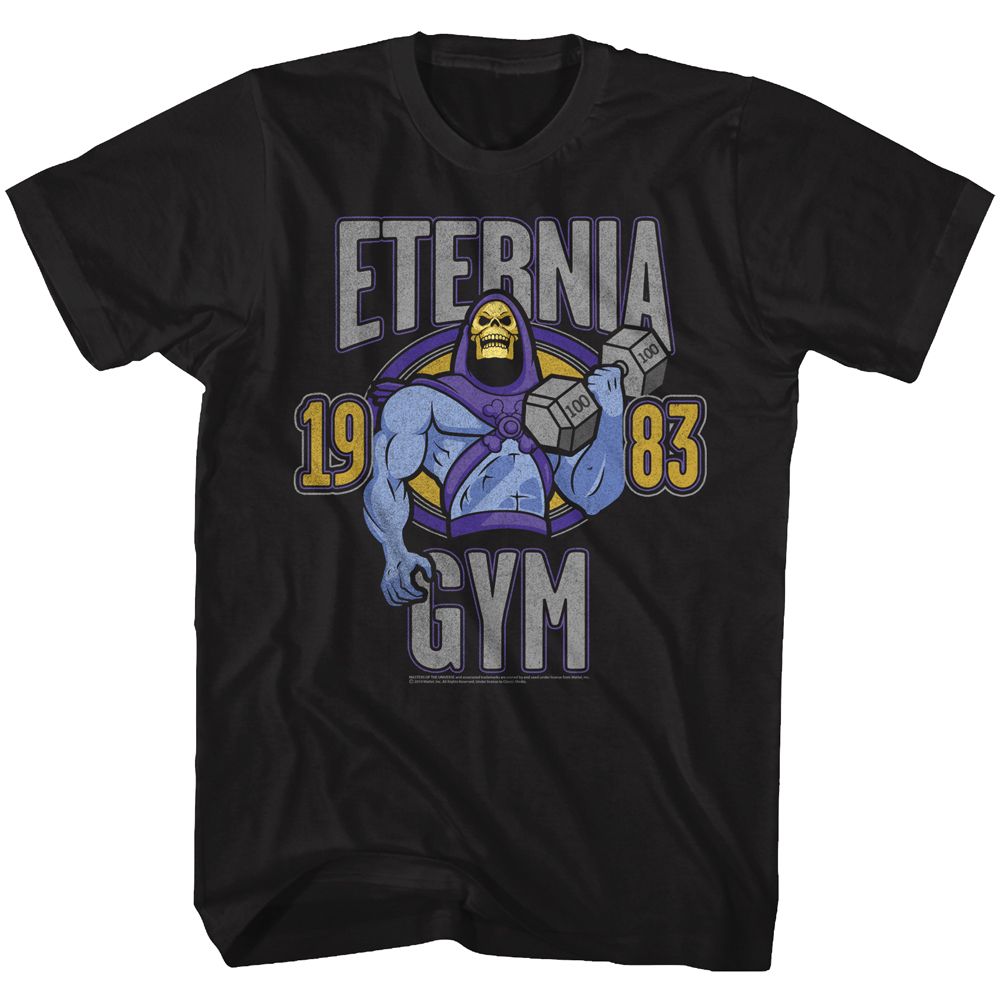 MASTERS OF THE UNIVERSE-ETERNIA GYM-BLACK ADULT S/S TSHIRT