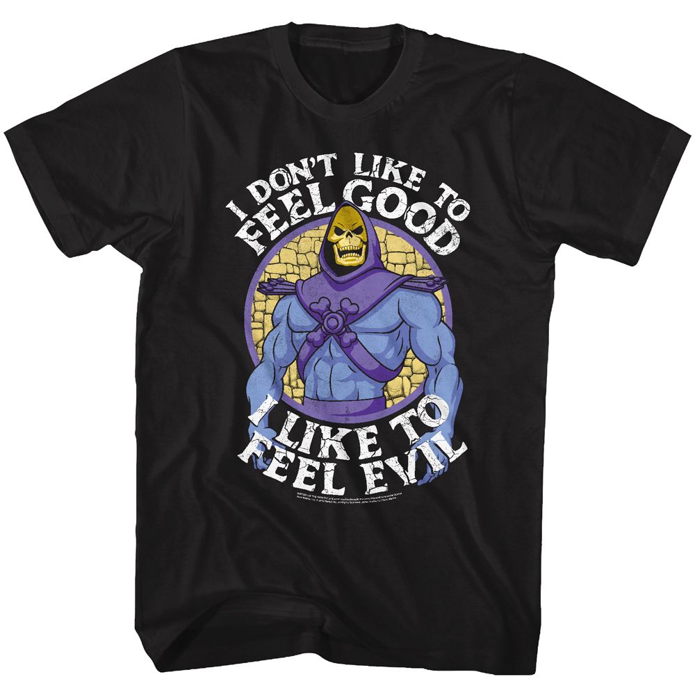 MASTERS OF THE UNIVERSE-FEEL EVIL-BLACK ADULT S/S TSHIRT