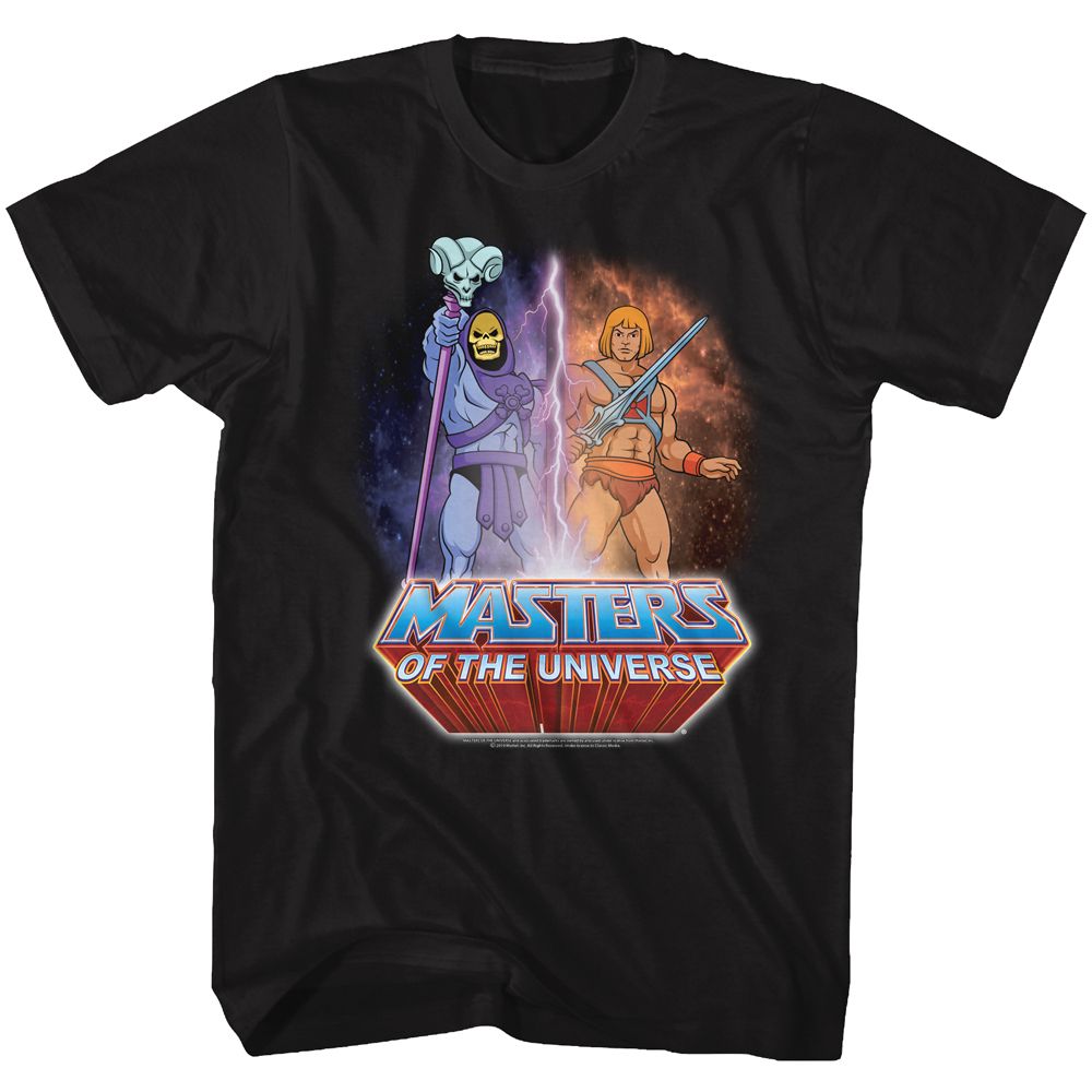 MASTERS OF THE UNIVERSE-LIGHTNING-BLACK ADULT S/S TSHIRT
