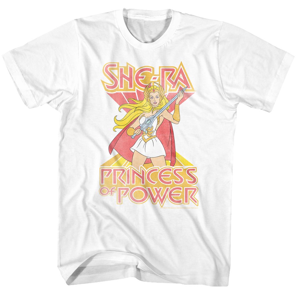 MASTERS OF THE UNIVERSE-SHE RA-WHITE ADULT S/S TSHIRT