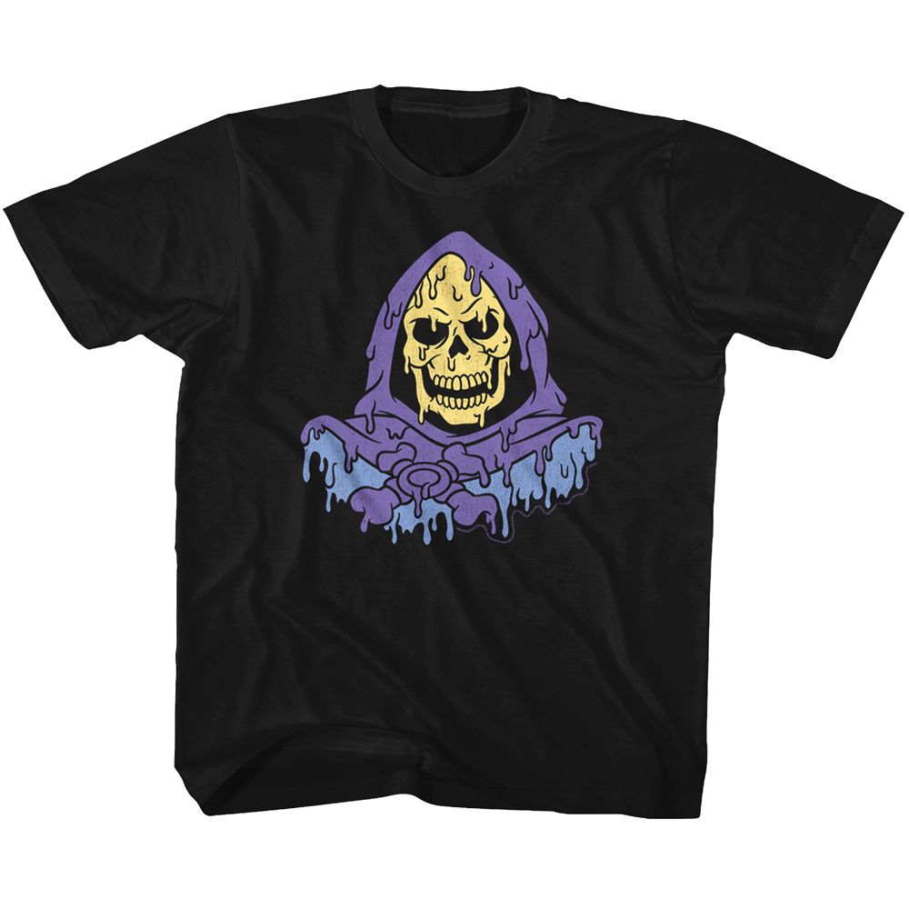 MASTERS OF THE UNIVERSE-MELTY SKELETOR-BLACK YOUTH S/S TSHIRT