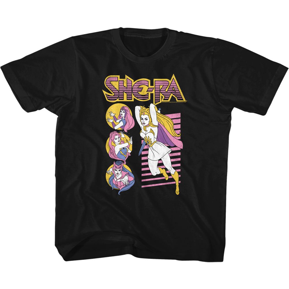 MASTERS OF THE UNIVERSE-SHE RA AND CO-BLACK TODDLER S/S TSHIRT