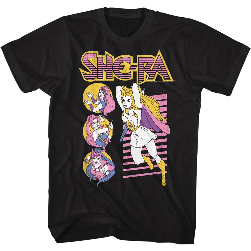 MASTERS OF THE UNIVERSE-SHE RA AND CO-BLACK ADULT S/S TSHIRT