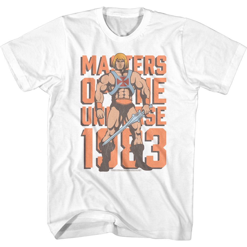 MASTERS OF THE UNIVERSE-MOTU 1983-WHITE ADULT S/S TSHIRT