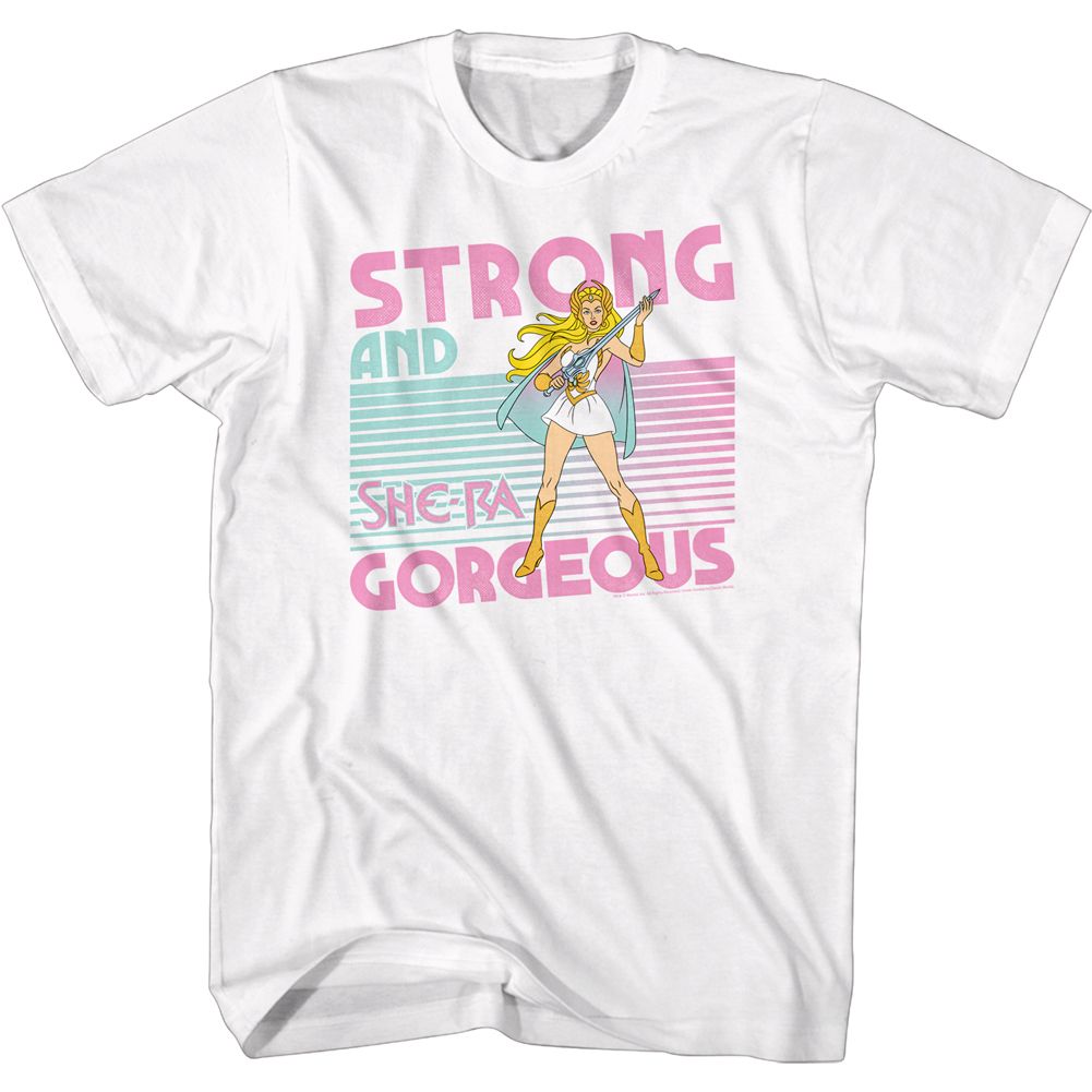 MASTERS OF THE UNIVERSE-STRONG-WHITE ADULT S/S TSHIRT