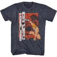 Thumbnail for MASTERS OF THE UNIVERSE-RED SQUARE CASTLE GRAYSKULL-NAVY HEATHER ADULT S/S TSHIRT