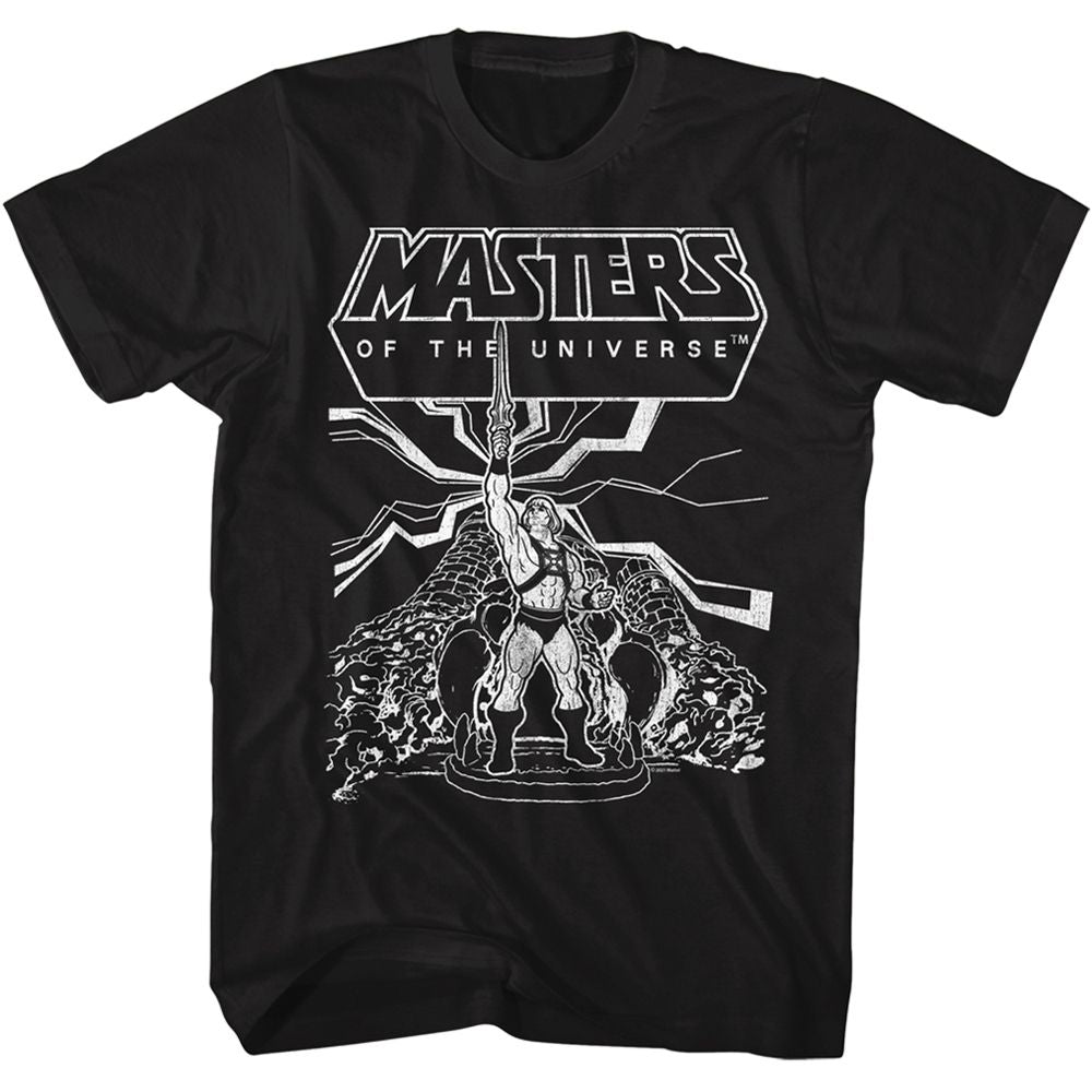 MASTERS OF THE UNIVERSE-HE MAN CASTLE-BLACK ADULT S/S TSHIRT