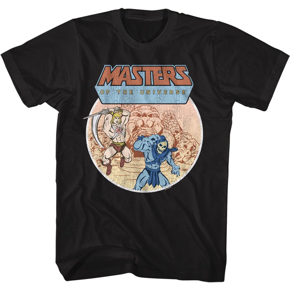 MASTERS OF THE UNIVERSE-HE MAN AND SKELETOR BATTLE-BLACK ADULT S/S TSHIRT