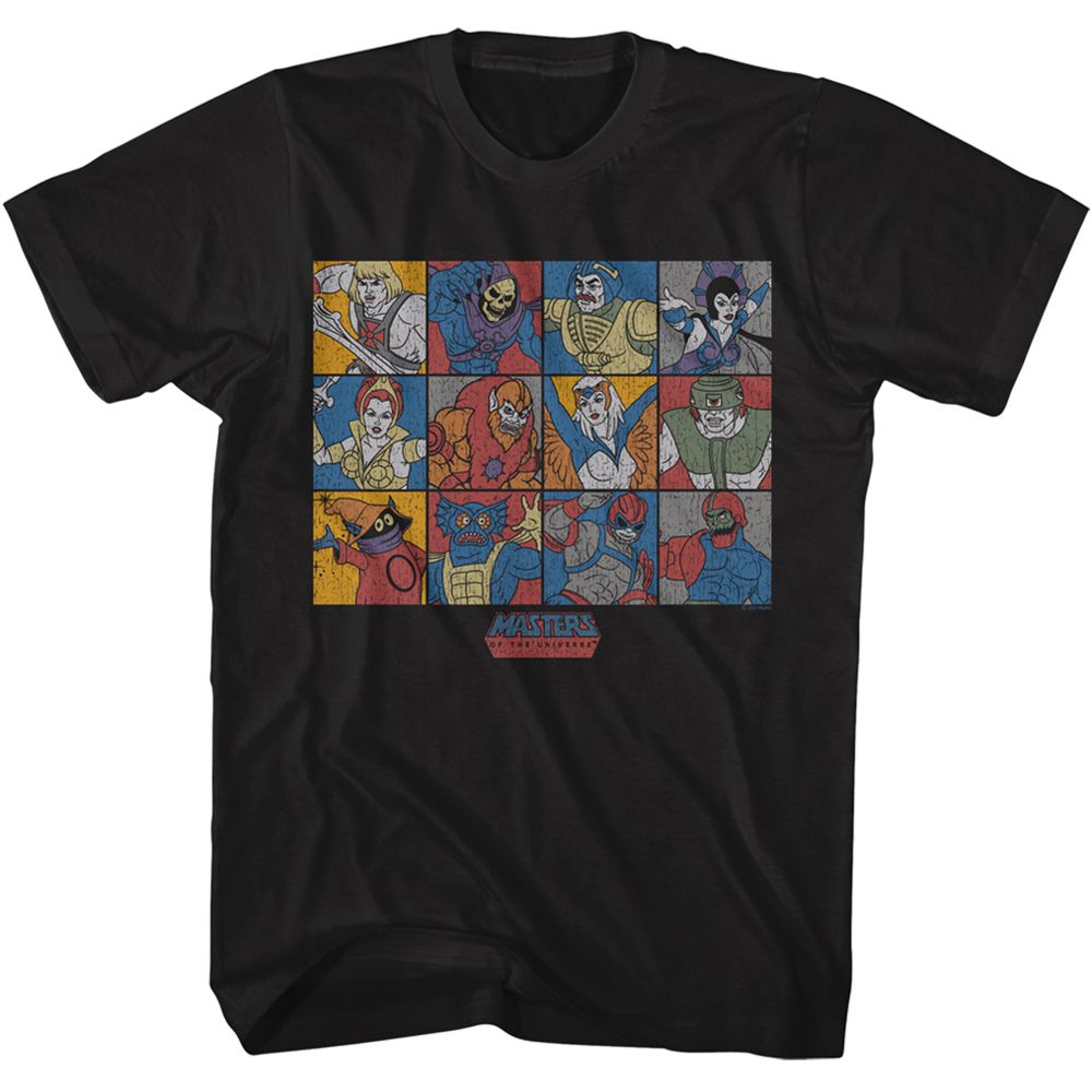 MASTERS OF THE UNIVERSE-CHARACTER BLOCKS-BLACK ADULT S/S TSHIRT