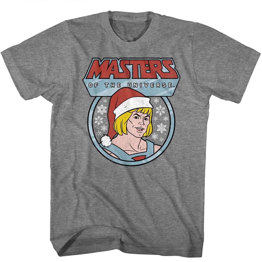 MASTERS OF THE UNIVERSE-MOTU CHRISTMAS HE MAN-GRAPHITE HEATHER ADULT S/S TSHIRT