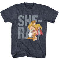 Thumbnail for MASTERS OF THE UNIVERSE-MOTU SHE RA TEXT-NAVY HEATHER ADULT S/S TSHIRT